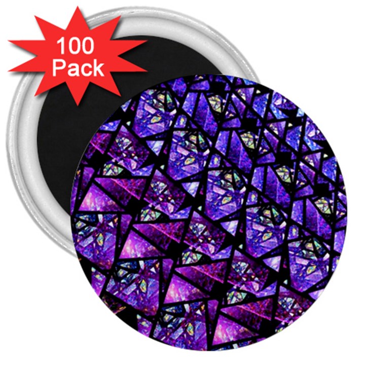  Blue purple Glass 3  Button Magnet (100 pack)