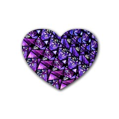  Blue Purple Glass Drink Coasters 4 Pack (heart)  by KirstenStar