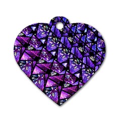  Blue Purple Glass Dog Tag Heart (two Sided)