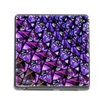  Blue purple Glass Memory Card Reader with Storage (Square) Front