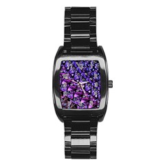  Blue Purple Glass Stainless Steel Barrel Watch