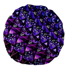  Blue Purple Glass Large 18  Premium Flano Round Cushion  by KirstenStar