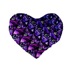  Blue Purple Glass Standard 16  Premium Flano Heart Shape Cushion  by KirstenStar