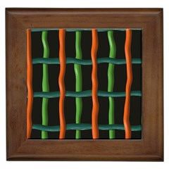 Orange Green Wires Framed Tile by LalyLauraFLM