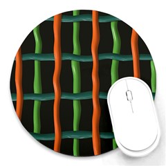 Orange Green Wires Round Mousepad