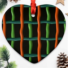 Orange Green Wires Ornament (heart) by LalyLauraFLM