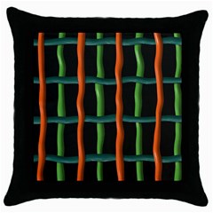 Orange Green Wires Throw Pillow Case (black)