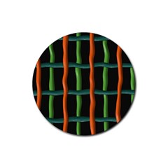 Orange Green Wires Rubber Coaster (round)