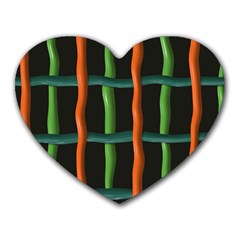 Orange Green Wires Heart Mousepad