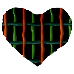 Orange Green Wires Large 19  Premium Heart Shape Cushion by LalyLauraFLM