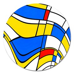 Colorful Distorted Shapes Magnet 5  (round) by LalyLauraFLM