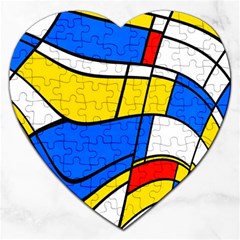 Colorful Distorted Shapes Jigsaw Puzzle (heart) by LalyLauraFLM