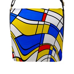 Colorful Distorted Shapes Flap Closure Messenger Bag (l) by LalyLauraFLM