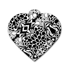 70 s Wallpaper Dog Tag Heart (two Sided)