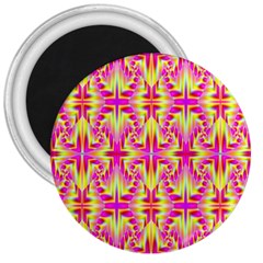 Pink And Yellow Rave Pattern 3  Button Magnet by KirstenStar