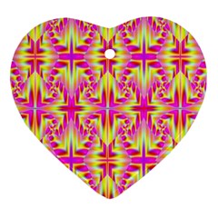 Pink And Yellow Rave Pattern Heart Ornament by KirstenStar