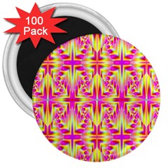 Pink And Yellow Rave Pattern 3  Button Magnet (100 Pack) by KirstenStar