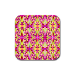 Pink And Yellow Rave Pattern Drink Coaster (square)