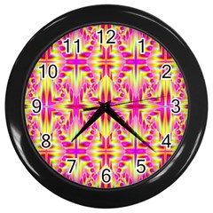 Pink And Yellow Rave Pattern Wall Clock (black)