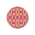 Pink and Yellow Rave Pattern Drink Coaster (Round) Front