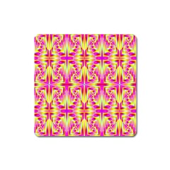 Pink And Yellow Rave Pattern Magnet (square)