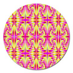 Pink And Yellow Rave Pattern Magnet 5  (round) by KirstenStar