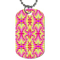 Pink And Yellow Rave Pattern Dog Tag (two-sided)  by KirstenStar