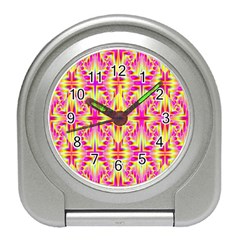 Pink And Yellow Rave Pattern Desk Alarm Clock