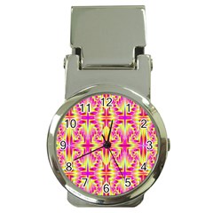 Pink And Yellow Rave Pattern Money Clip With Watch by KirstenStar