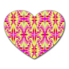 Pink And Yellow Rave Pattern Mouse Pad (heart) by KirstenStar