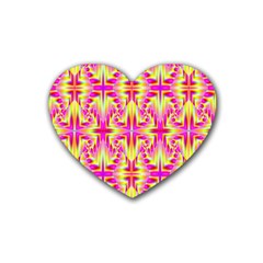 Pink And Yellow Rave Pattern Drink Coasters 4 Pack (heart) 