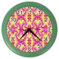 Pink And Yellow Rave Pattern Wall Clock (color)