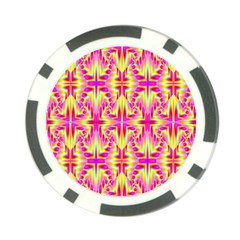 Pink And Yellow Rave Pattern Poker Chip