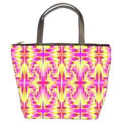 Pink And Yellow Rave Pattern Bucket Handbag