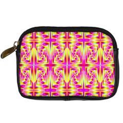 Pink And Yellow Rave Pattern Digital Camera Leather Case by KirstenStar