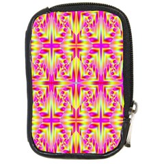 Pink And Yellow Rave Pattern Compact Camera Leather Case