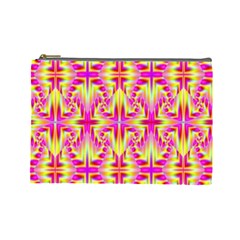 Pink And Yellow Rave Pattern Cosmetic Bag (large) by KirstenStar