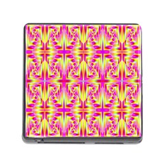 Pink And Yellow Rave Pattern Memory Card Reader With Storage (square)