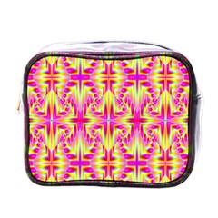 Pink And Yellow Rave Pattern Mini Travel Toiletry Bag (one Side)