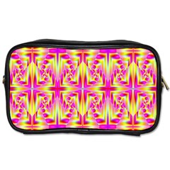 Pink And Yellow Rave Pattern Travel Toiletry Bag (two Sides)