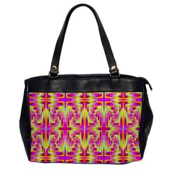 Pink And Yellow Rave Pattern Oversize Office Handbag (one Side)