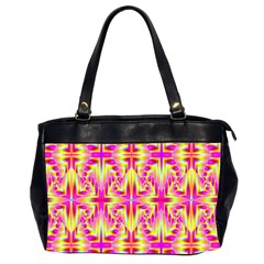 Pink And Yellow Rave Pattern Oversize Office Handbag (two Sides) by KirstenStar