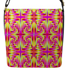 Pink And Yellow Rave Pattern Flap Closure Messenger Bag (small)