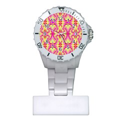 Pink And Yellow Rave Pattern Nurses Watch