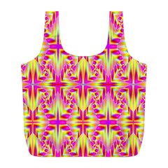 Pink And Yellow Rave Pattern Reusable Bag (l) by KirstenStar