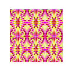 Pink And Yellow Rave Pattern Small Satin Scarf (square) by KirstenStar