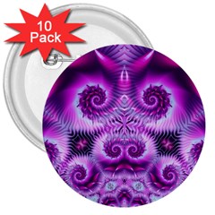 Purple Ecstasy Fractal 3  Button (10 Pack) by KirstenStar