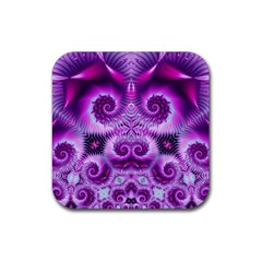 Purple Ecstasy Fractal Rubber Coaster (square)