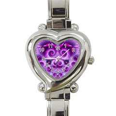 Purple Ecstasy Fractal Heart Italian Charm Watch