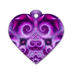 Purple Ecstasy Fractal Dog Tag Heart (two Sides)